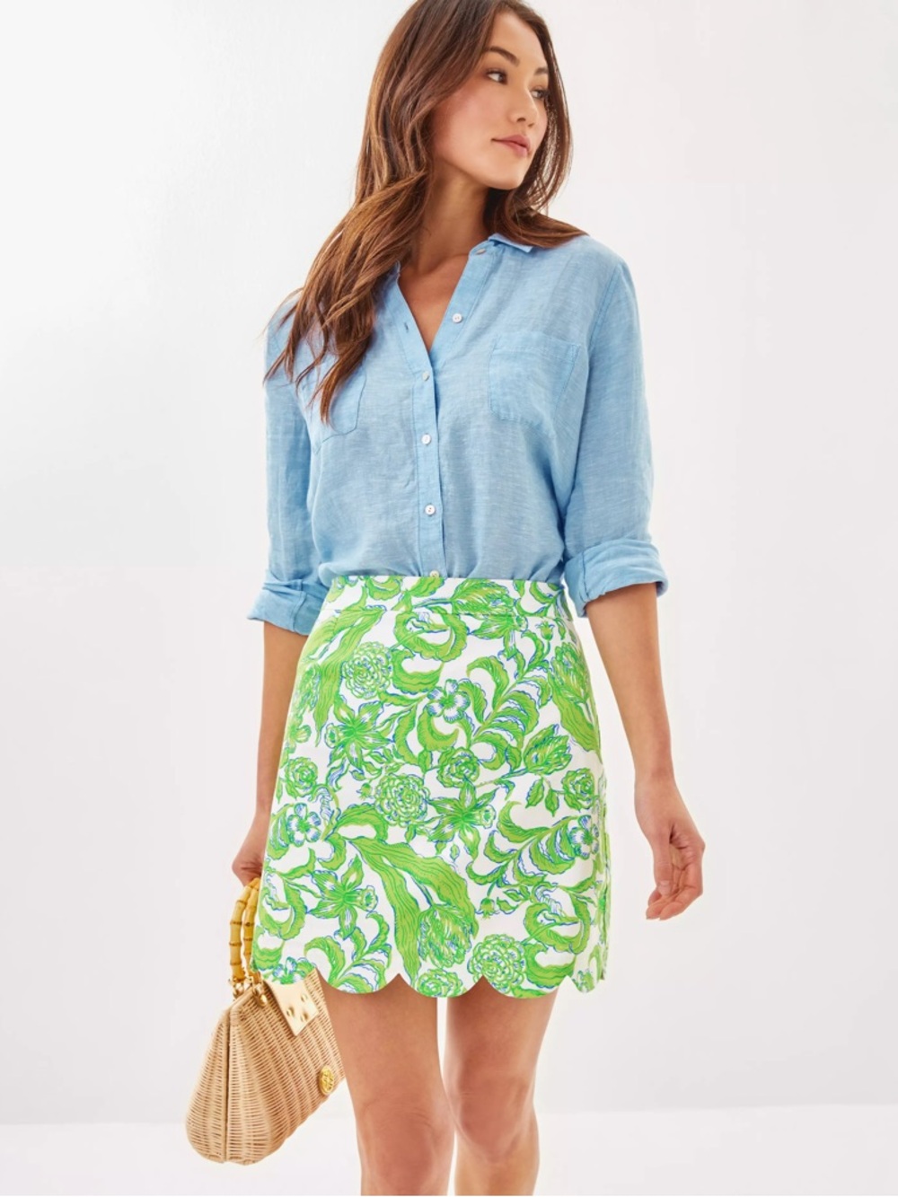 NWT Lill Pulitzer Tropper Mini Daffodil Hill Scalloped Casual Resort Skirt